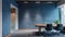 Executive paneling for a conference room with blue walls, in the style of textile installation, brutalism, japanese minimalism AI