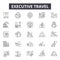 Executive travel line icons for web and mobile design. Editable stroke signs. Executive travel outline concept