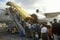 Executives boarding a passenger jet in Hong Kong