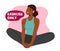 Exercise Daily Banner with Positive Healthy Woman Meditating in Lotus Pose. Peaceful Female Character Enjoying Relax