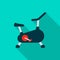 Exercise bike flat icon with long shadow, vector illustration