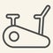 Exercise bike line icon. Exercycle outline style pictogram on beige background. Stationary fitness bike for mobile