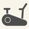 Exercise bike solid icon. Exercycle glyph style pictogram on beige background. Stationary fitness bike for mobile