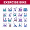 Exercise Bike Sport Collection Icons Set Vector