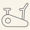 Exercise bike thin line icon. Exercycle outline style pictogram on beige background. Stationary fitness bike for mobile