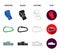 Exercise bike, treadmill, glove boxer, lock. Sport set collection icons in cartoon,black,outline,flat style vector