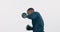 Exercise, boxing and fitness with man in studio for training, workout and fight. Black male person athlete or boxer with