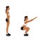 Exercise guide by woman doing air squat in 2 steps