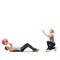 Exercise, man and woman with gym ball for fitness in studio, body wellness and support. Sports workout, fit girl and