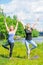 exercise in the park in the fresh air, a mature woman is engaged