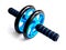 Exercise roller ab wheel training isolated on blue background