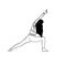 Exercise to the side with the arm raised. Silhouette of a girl on a white background, black lines.