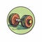 Exercise Weights Retro Sticker Cartoon Logo