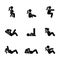 Exercises body workout stretching woman stick figure. Healthy life style vector illustration pictogram.