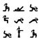 Exercises body workout stretching woman stick figure. Healthy life style vector pictogram.