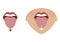 Exercises for the expression muscles around the lips and mouth. Relaxation and workout of muscles. Vector Illustration