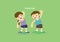 Exercising Couple Cute Vector Cartoon Characters