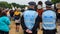 EXETER, DEVON, UK - June 06 2020: Two Police Liaison Officers at a Black Lives Matter demonstration