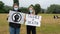 EXETER, DEVON, UK - June 06 2020: Two white women hold signs at a Black Lives Matter demonstration