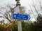 EXETER, DEVON, UK - November 24 2020: street sign pointing to Exeter Gymnastics Club in Bull Meadow Park