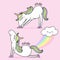 Exhale - Inhale - namaste fart rainbow funny vector quotes and unicorn drawing.