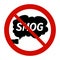 Exhaust smog pollution cloud ban or forbidden road sign