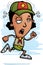 Exhausted Cartoon Black Woman Scout