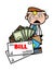 Exhausted Cartoon Doctor from Bills and Loan Amount Vector Concept