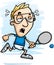 Exhausted Cartoon Racquetball Player