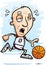 Exhausted Cartoon Senior Basketball Player
