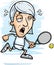 Exhausted Cartoon Senior Tennis Player