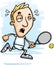 Exhausted Cartoon Tennis Player