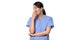 Exhausted doctor or nurse standing yawning