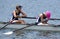 Exhausted lady scullers