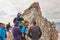 Exhausted mountaineers returning from the Zugspitze summit in Bavaria