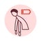 Exhausted, no energy icon. Linear pictogram of chronic tired man, exhausted person, male character feeling weak, low battery