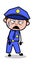 Exhausted - Retro Cop Policeman Vector Illustration