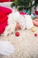 Exhausted santa sleeping on the rug