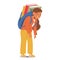 Exhausted Schoolchild, Eyes Drooping, Lugs A Burdensome Backpack, Slouched With Fatigue, Vector Illustration