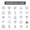 Exhibition line icons for web and mobile design. Editable stroke signs. Exhibition  outline concept illustrations