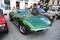 Exhibition of old cars. Interior of an old car. Old design in cars. Beautiful green old Corvette Convertible, side view. Oswiecim