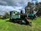 An exhibition of old steam engines on the square next to the historic silver mine in Tarnowskie GÃ³ry. A narrow-gauge railway