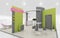 Exhibition Stand in Green and Pink colors 3d Rendering