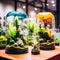 Exhibition of Terrarium Animals in Uzhhorod - Transparent Glass Flasks Over Desk, AI Generated