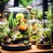 Exhibition of Terrarium Animals in Uzhhorod - Transparent Glass Flasks Over Desk, AI Generated