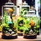 Exhibition of Terrarium Animals in Uzhhorod - Transparent Glass Flasks Over Desk, AI Generated