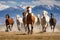 Exhilarating and graceful display of wild horses galloping freely across  Montana wilderness,