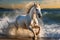 Exhilarating Horse galloping seaside. Generate Ai