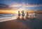 Exhilarating Image of Horses Running on a White Sand Beach, Perfect for Stock Imagery Generative AI Illustration