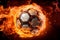 Exhilarating Soccer Ball in the Air. Fiery Football in the air. Sports concept